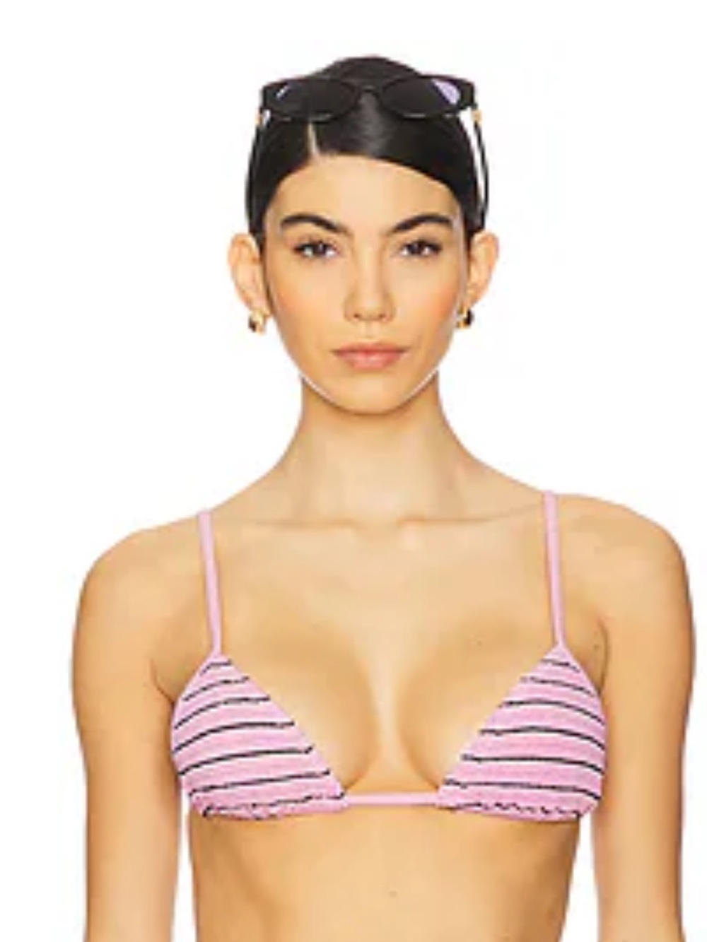 NWT Bond-Eye Luana Triangle Bikini Top Pink Striped One Size one size looks XS
